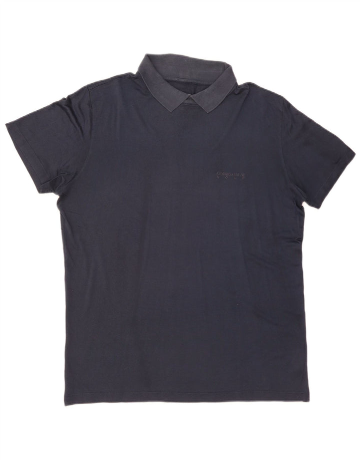 GIORGIO ARMANI Poloshirt til mænd IT 50 Medium Marineblå Silke