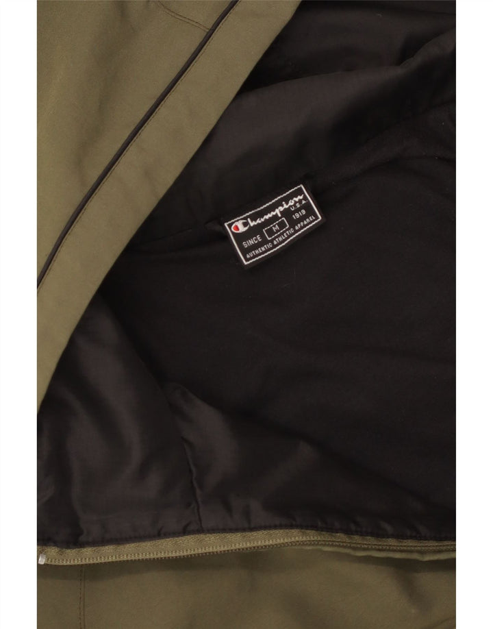 Champion Herre Hooded Windbreaker Jacket UK 38 Medium Khaki Colourblock
