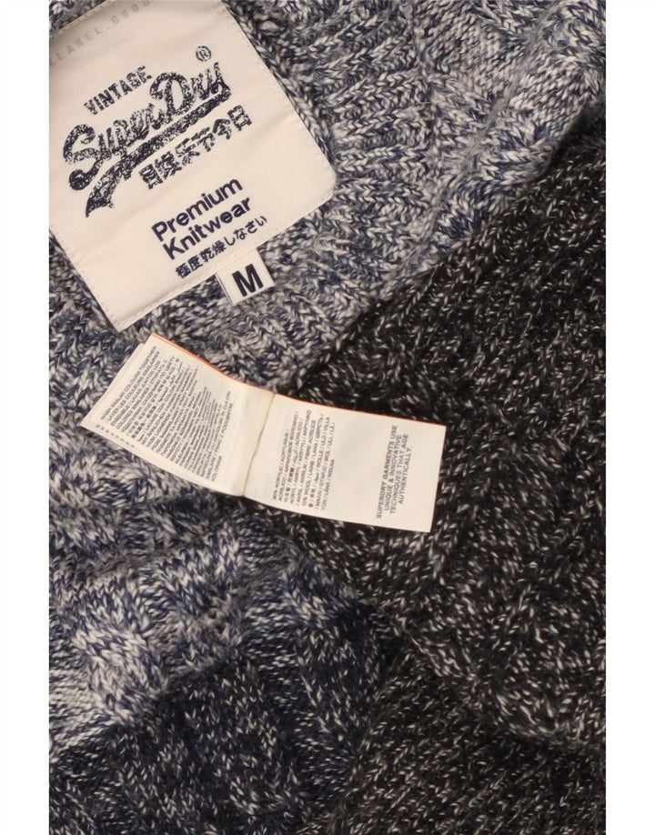 Superdry Herre Boat Neck Jumper Sweater Medium Navy Blue Flecked Acryl