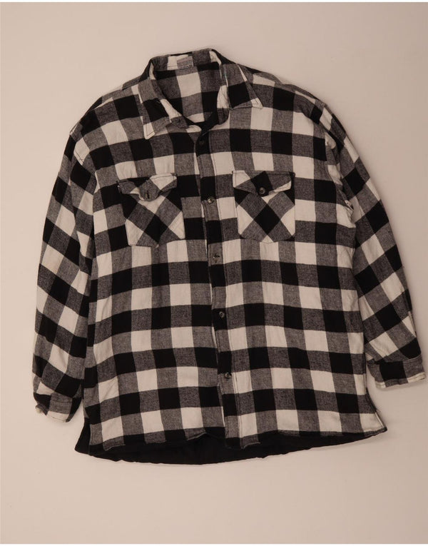 VINTAGE herre flannel skjorte 3XL sort Gingham bomuld