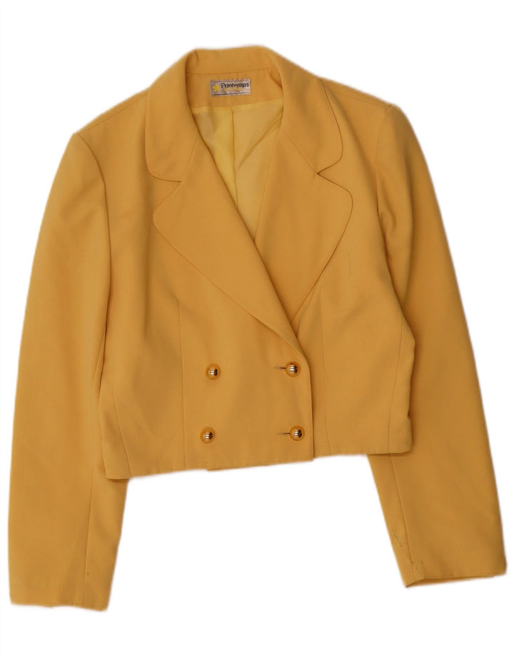 Vintage Dame Dobbeltradet Blazer Jacket IT 40 Small Yellow Classic