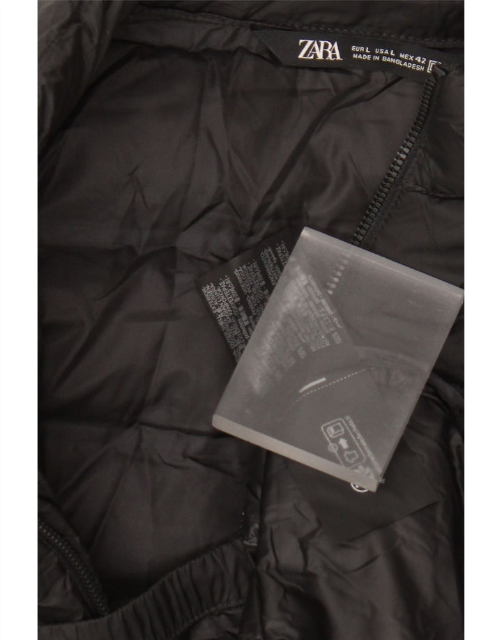 Zara Womens Polstret Gilet UK 16 Large Black Polyester
