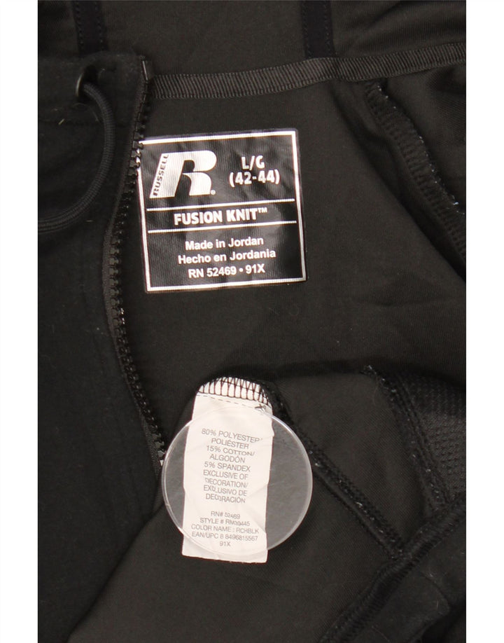 RUSSELL ATHLETIC Hættetrøje med lynlås til mænd UK 42/44 Stor sort polyester