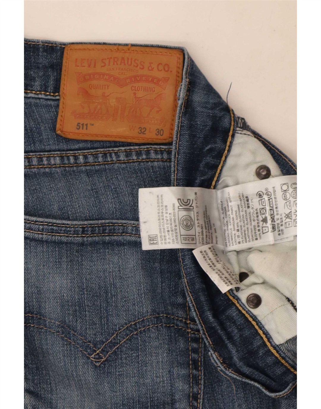 Levi's Herre 511 Distressed Slim Jeans W32 L30 Blå Bomuld