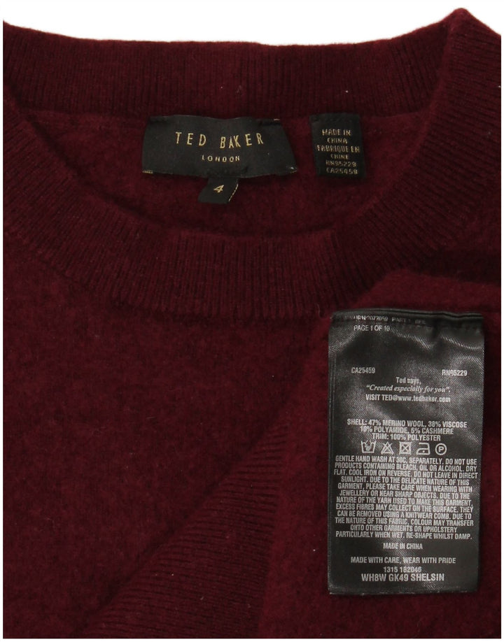 TED BAKER Dame sweater med rund hals str. 4 Large Burgundy