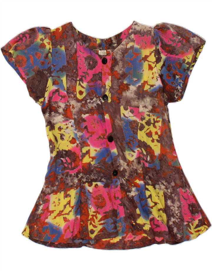 VINTAGE Womens Abstract Pattern Shirt Blouse UK 12 Medium Multicoloured Vintage Vintage and Second-Hand Vintage from Messina Hembry 