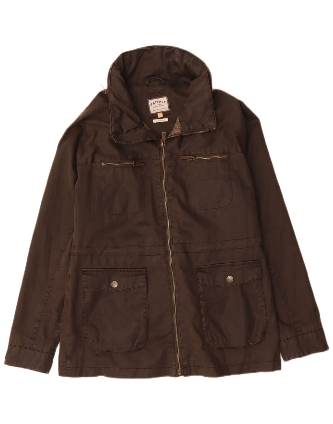 Fat Face Womens Utility Jacket UK 10 Small Brown Bomuld