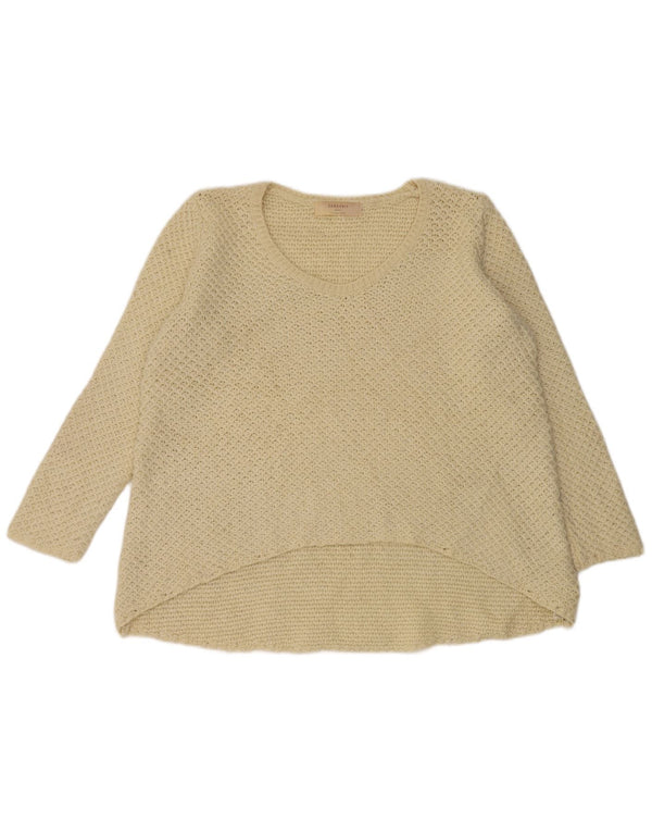 Zara Dame Boat Neck Jumper Sweater UK 16 Large Off White Akryl