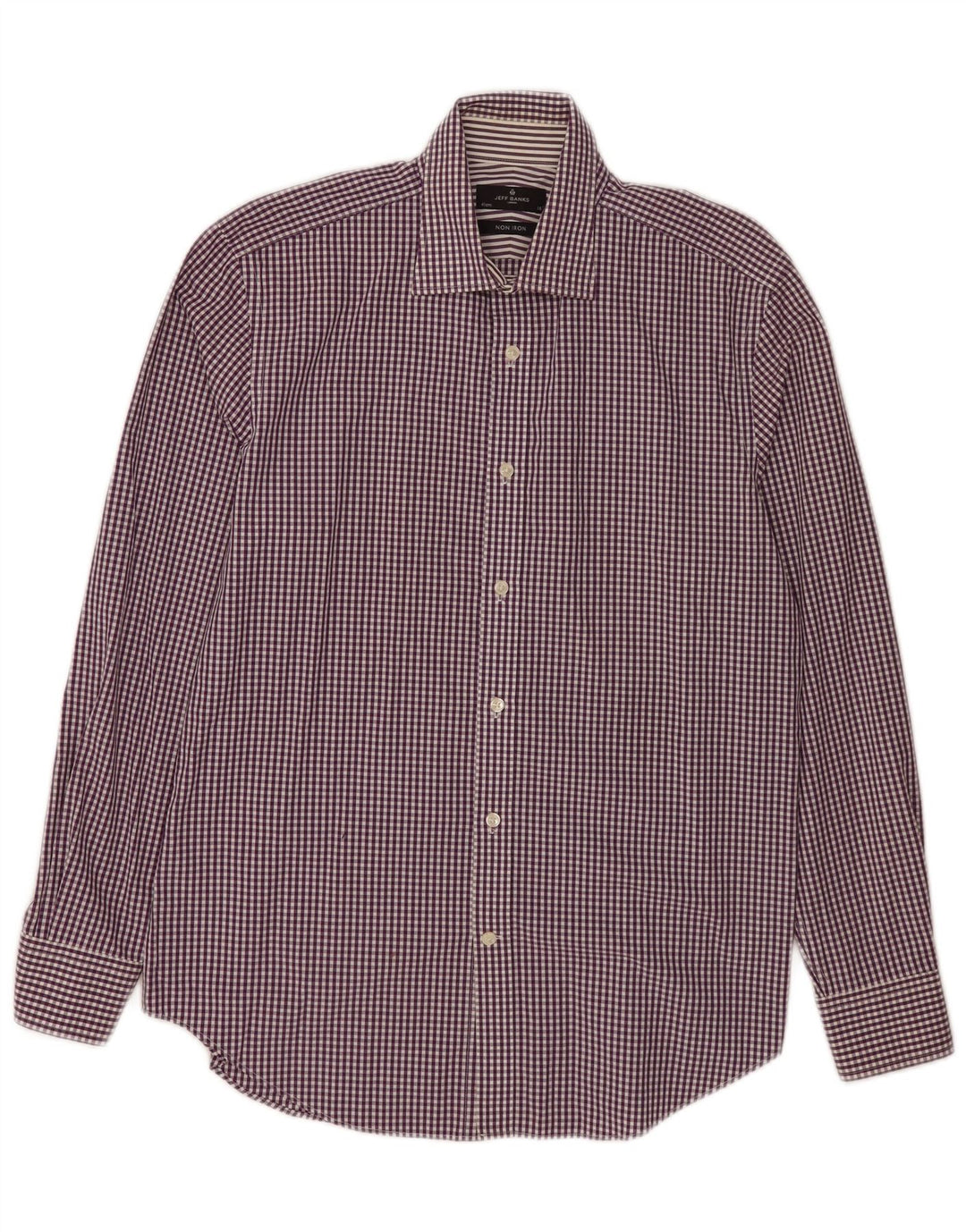Jeff Banks Herreskjorte str. 41 16 Large Purple Gingham Cotton