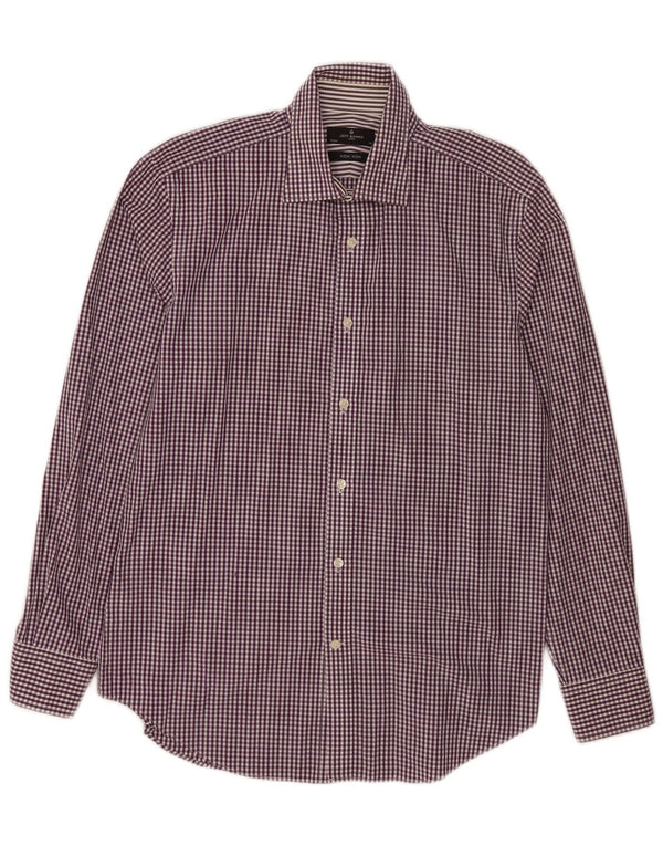 Jeff Banks Herreskjorte str. 41 16 Large Purple Gingham Cotton