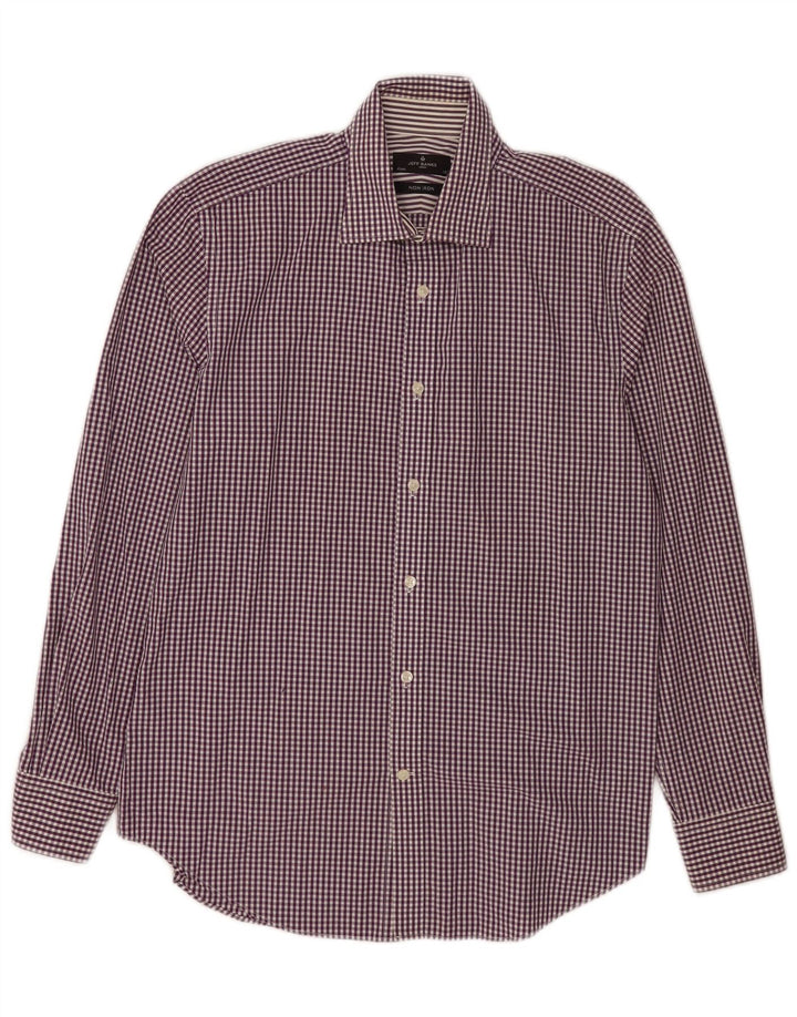 Jeff Banks Herreskjorte str. 41 16 Large Purple Gingham Cotton