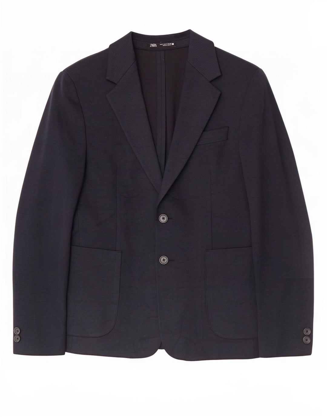 Zara Herre 2-knaps blazerjakke UK 36 Small Navy Blue Polyester