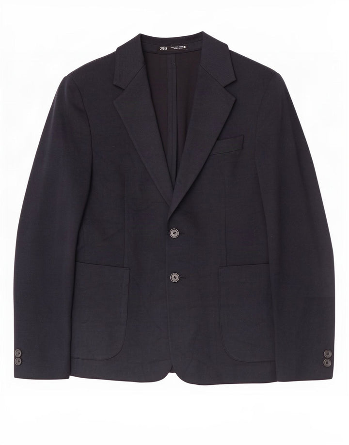 Zara Herre 2-knaps blazerjakke UK 36 Small Navy Blue Polyester