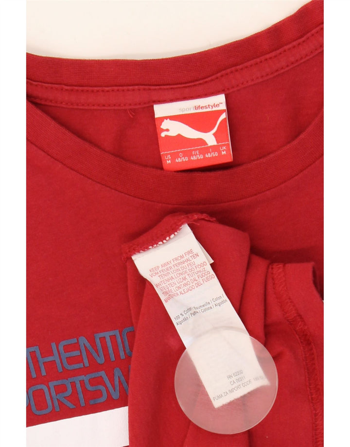 Puma Herre grafisk T-shirt Top Medium Rød Bomuld