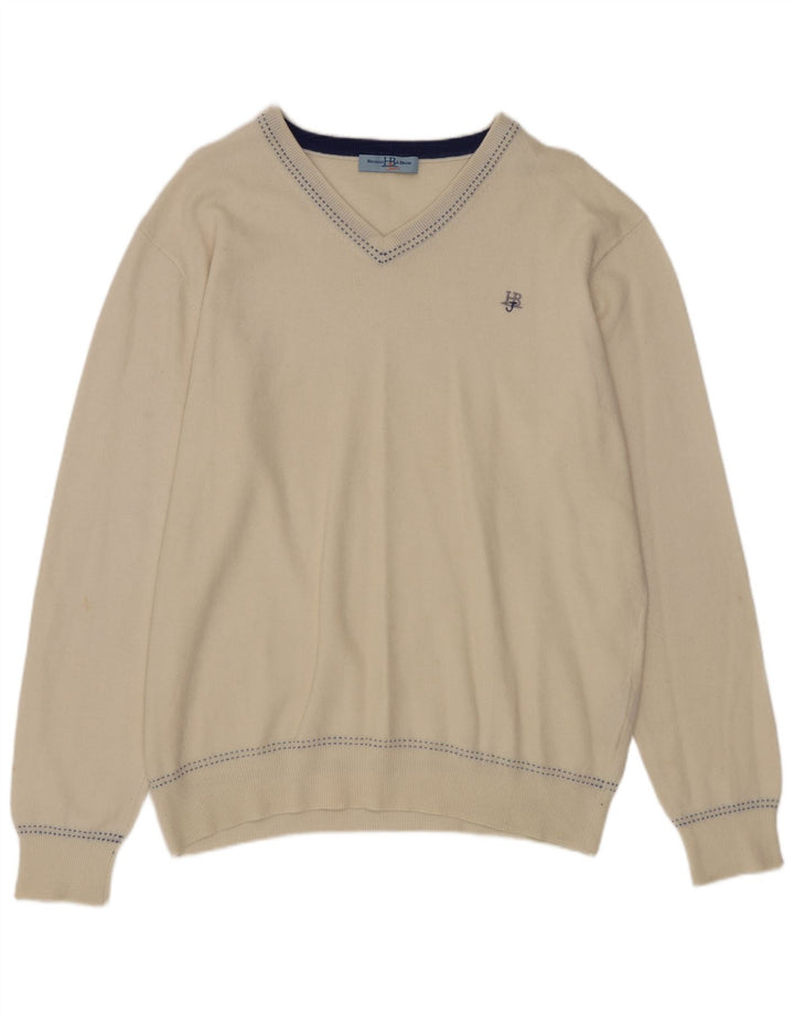 HARMONT & BLAINE Herre V-hals sweater 2XL Hvid Uld