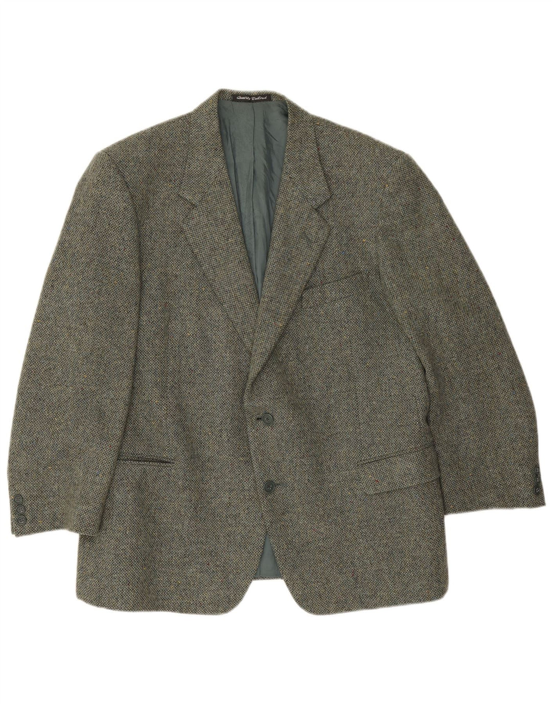 Facis Herre 2-knaps blazerjakke IT 58 4XL Grøn Flecked Virgin Wool