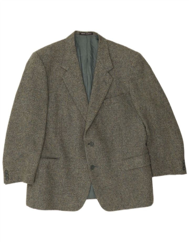 Facis Herre 2-knaps blazerjakke IT 58 4XL Grøn Flecked Virgin Wool