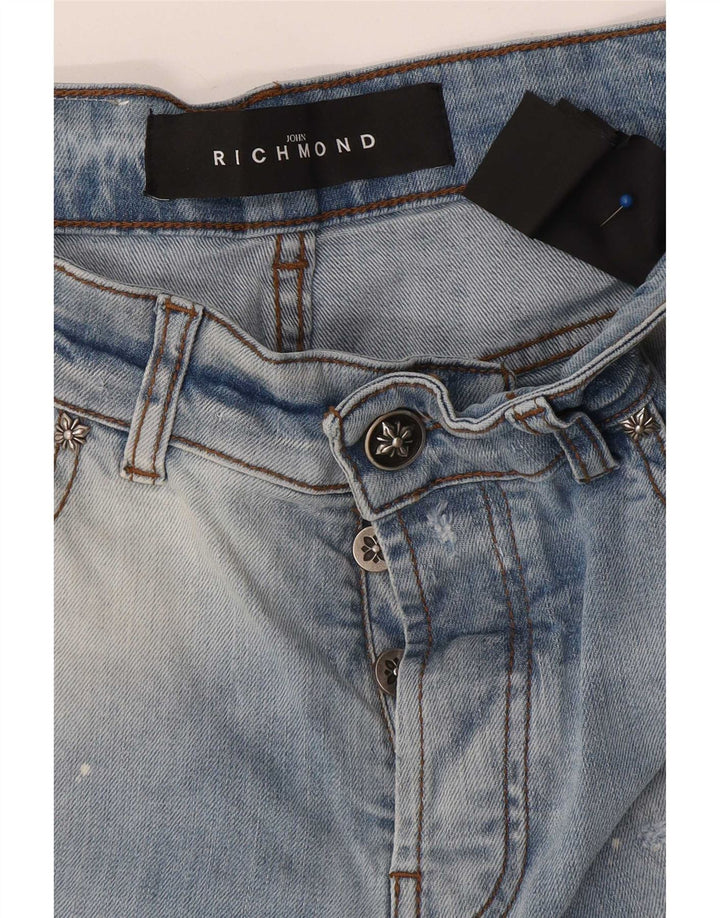 Richmond Mens Distressed Slim Jeans W32 L30 Blå