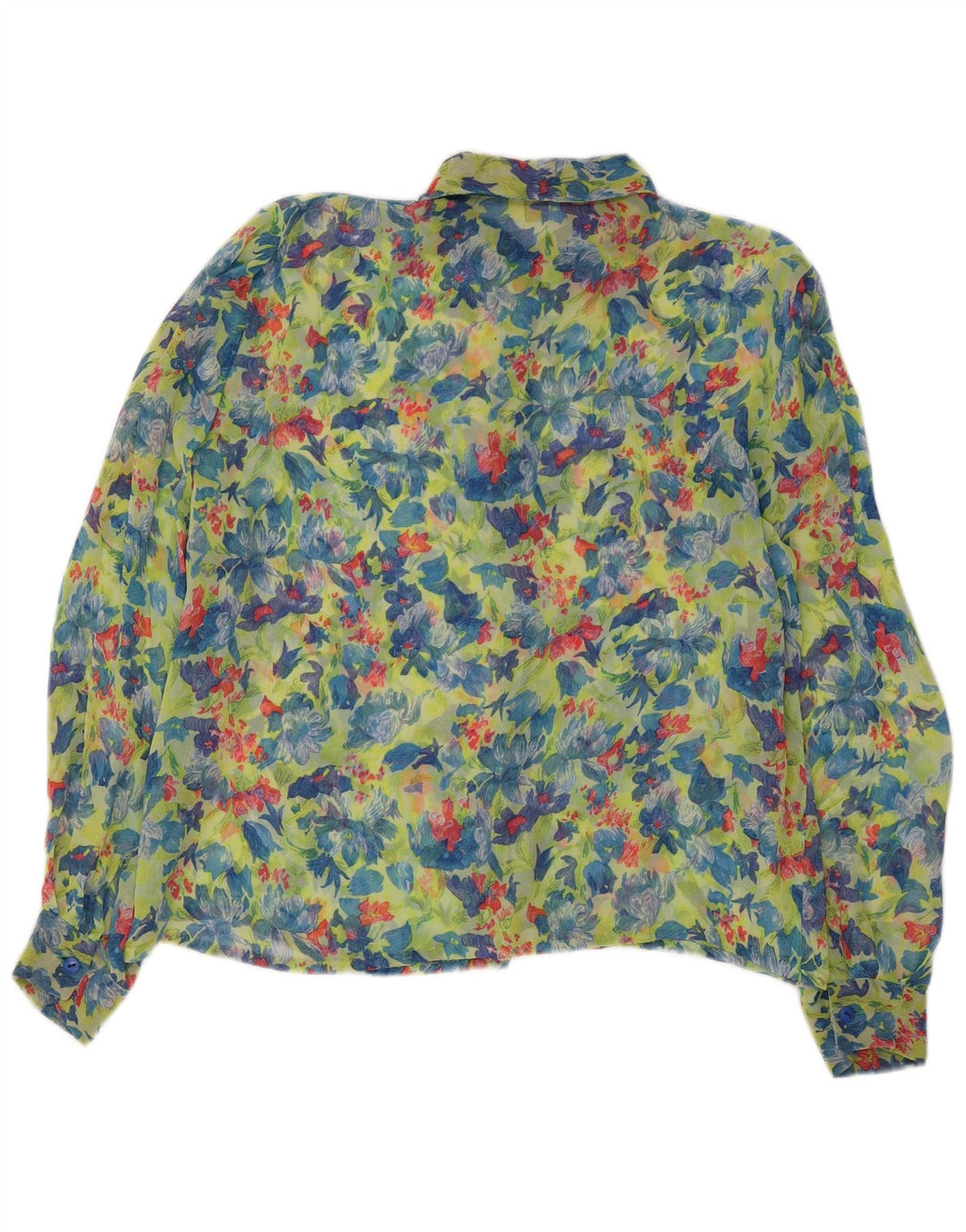 Leonik Dame Gennemsigtig Skjorte Bluse IT 52 2XL Grøn Blomster
