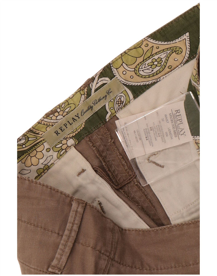 Replay Womens High Waist Cargo Shorts W32 Large Grå Bomuld