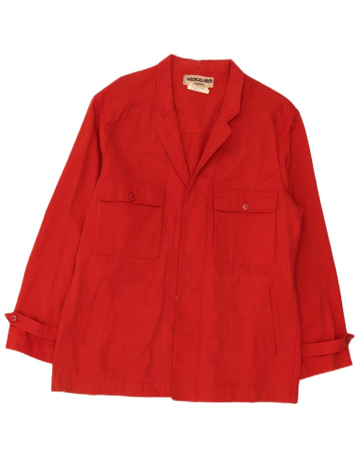 Georges Rech Herre Overshirt Skjorte Størrelse 17 XL Rød Bomuld