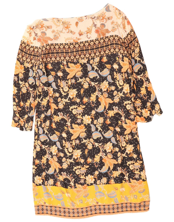 DESIGUAL Dame 3/4 ærmet Skift Kjole EU 42 Large Multicolored Floral