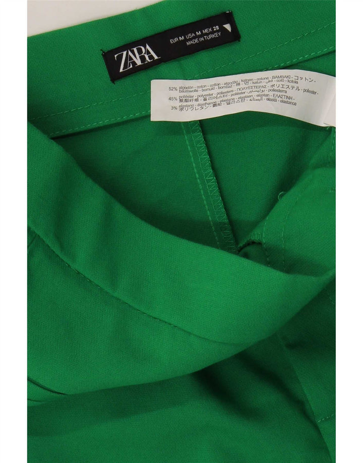 Zara Dame Bootcut Cropped Trousers Medium W28 L25 Grøn Bomuld