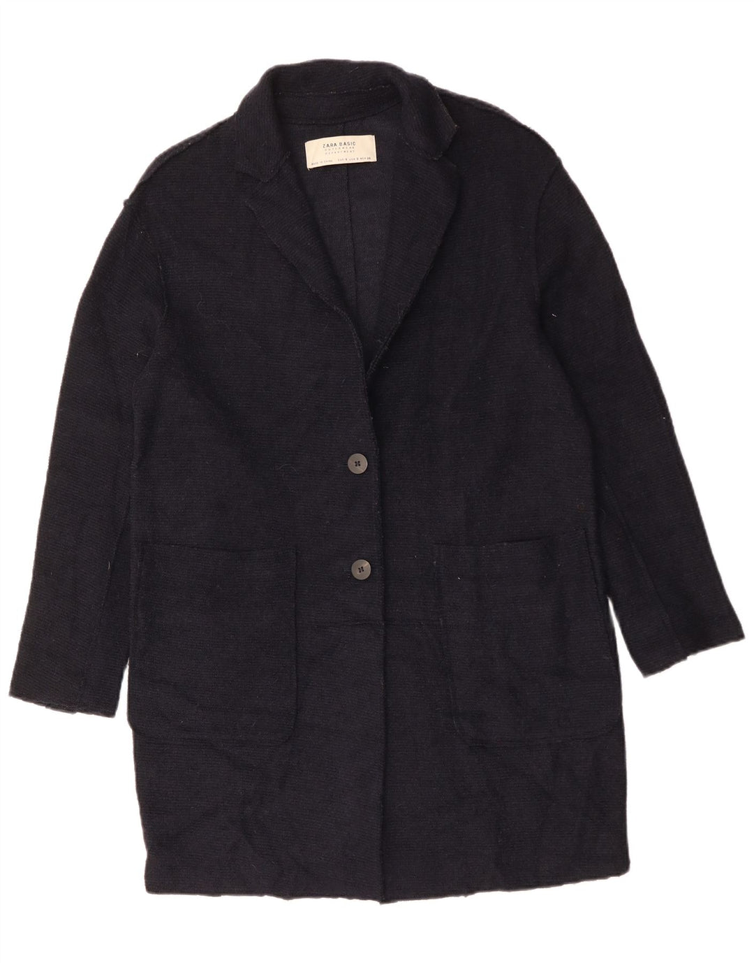 ZARA Oversize overfrakke til kvinder UK 10 Lille marineblå uld