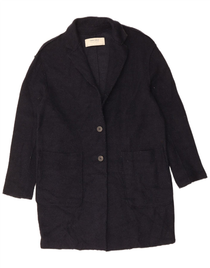 ZARA Oversize overfrakke til kvinder UK 10 Lille marineblå uld