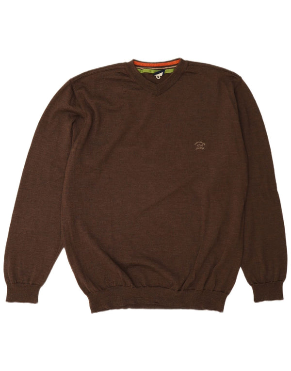 Paul & Shark Herre Yachting V-hals sweater XL brun uld