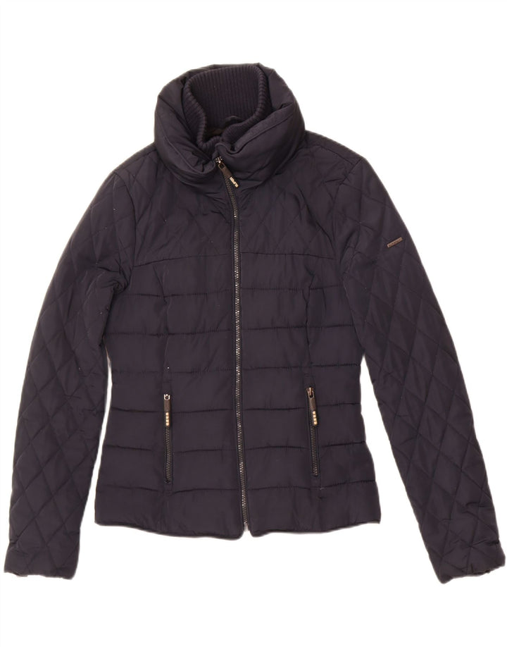 Superdry polstret jakke til kvinder UK 10 Lille marineblå polyester