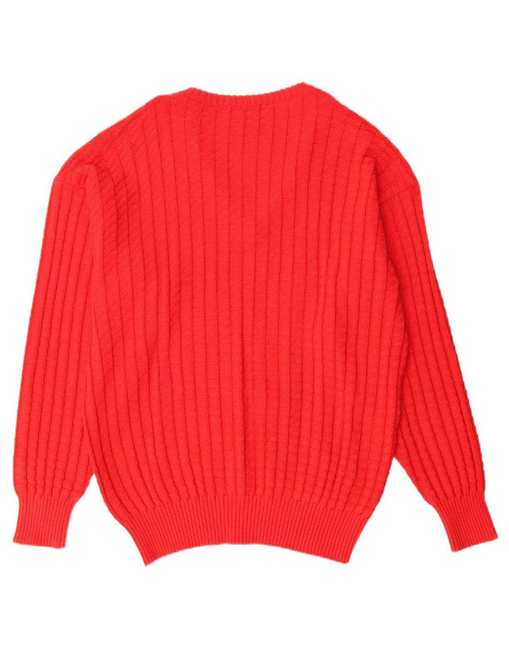 VINTAGE Mens V-Neck Jumper Sweater XL Red Virgin Wool