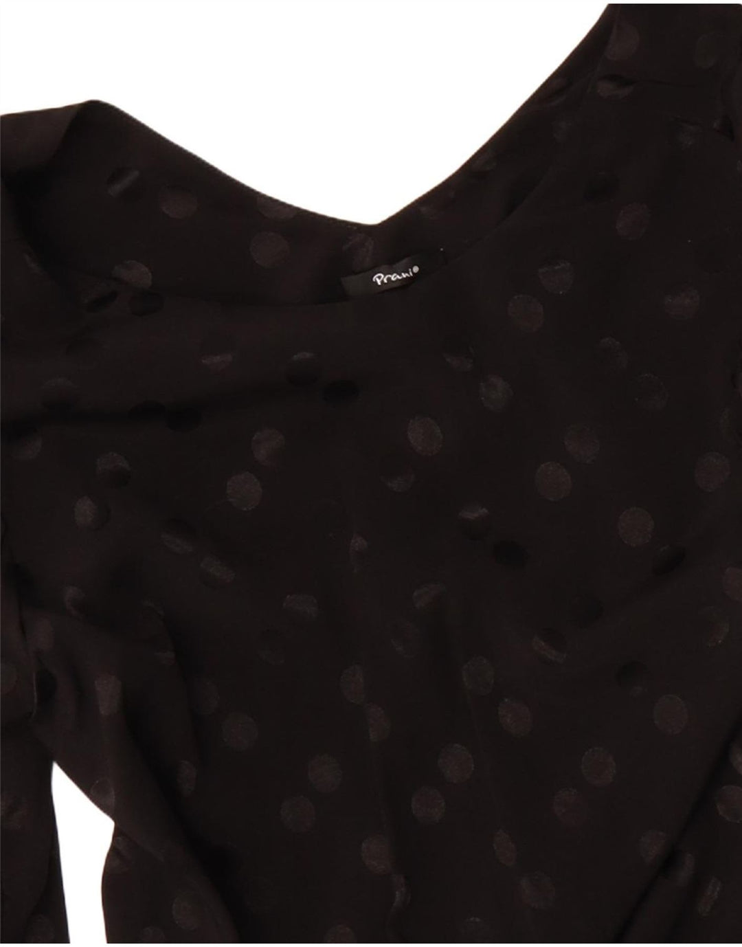 Vintage Dame Langærmet Skift Kjole UK 14 Medium Sort Polka Dot Viscose