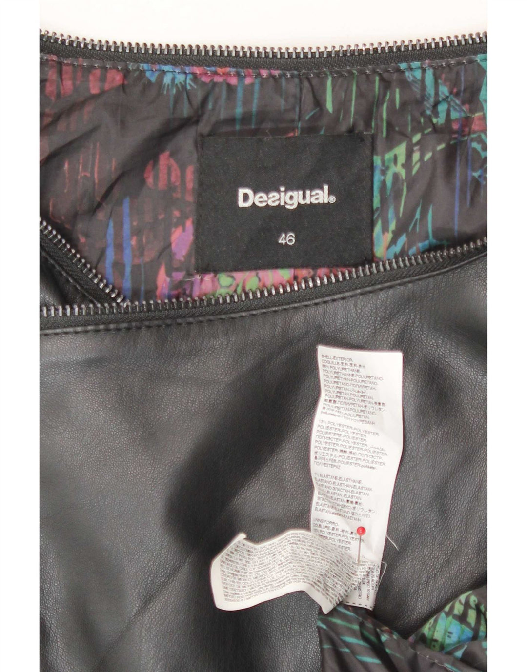 Desigual Biker-jakke i imiteret læder til kvinder EU 46 XL sort polyurethan