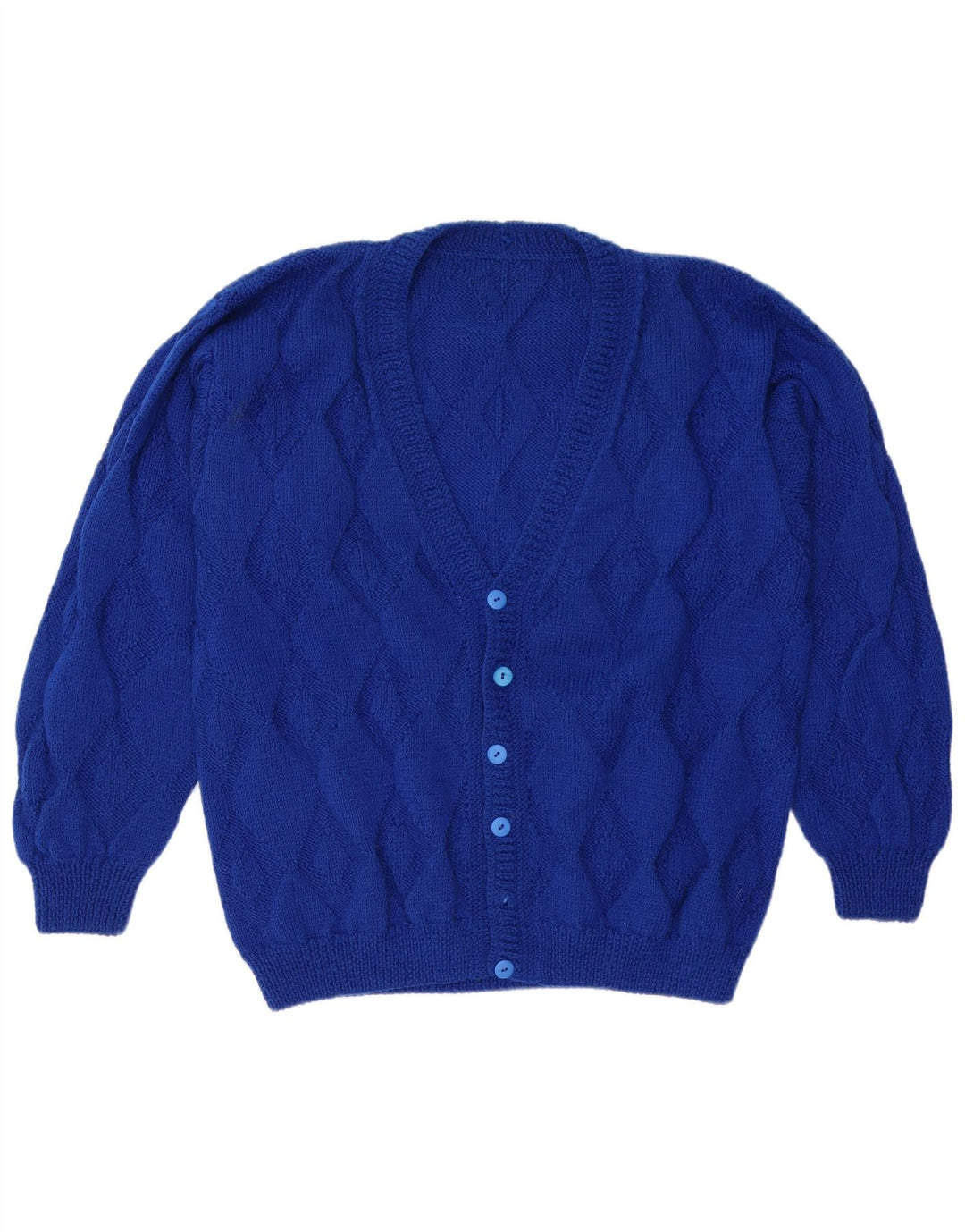 VINTAGE Herre cardigan sweater XL Blue Argyle/Diamond