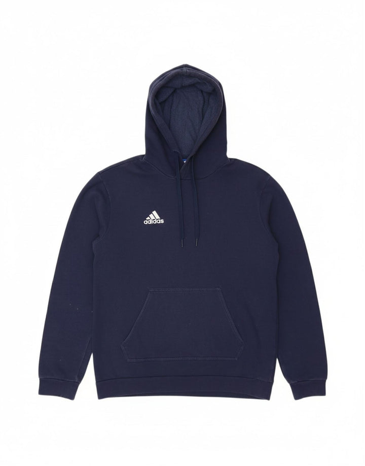 ADIDAS Mens Hoodie Jumper Small Navy Blue Cotton