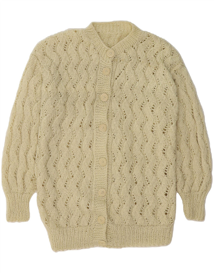 VINTAGE Womens Cardigan Sweater UK 14 Large Beige Vintage Vintage and Second-Hand Vintage from Messina Hembry 