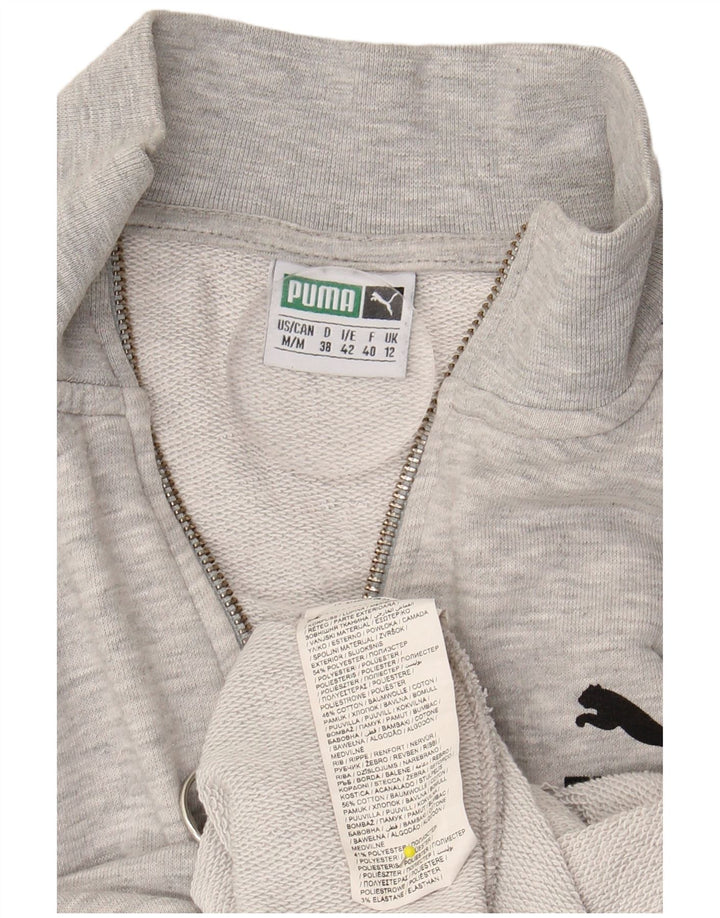 PUMA Womens Crop Crop Sweatshirt Jumper UK 12 Medium Grey Colourblock