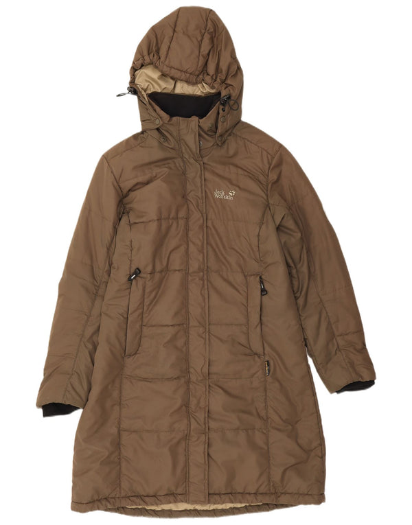 Jack Wolfskin Dame Hooded Polstret Frakke UK 16 Large Brown Polyester