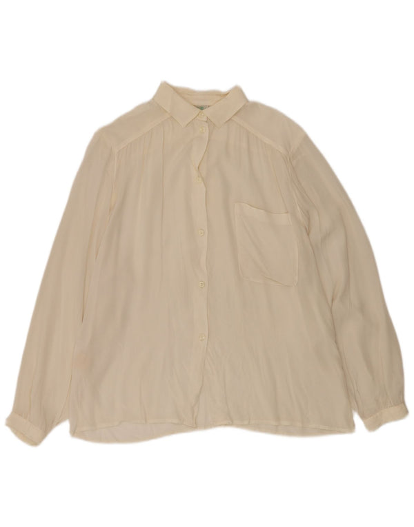 MARCELLA Dame Se Through Shirt Bluse UK 14 Medium Off White Silke