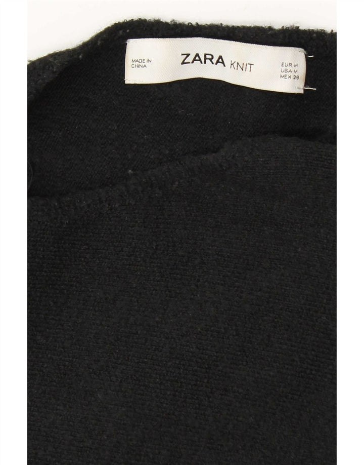Zara Womens Crop Oversized Top Langærmet UK 14 Medium Black