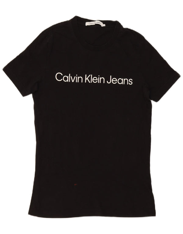 Calvin Klein Jeans Dame Grafisk T-Shirt Top UK 18 XL Sort