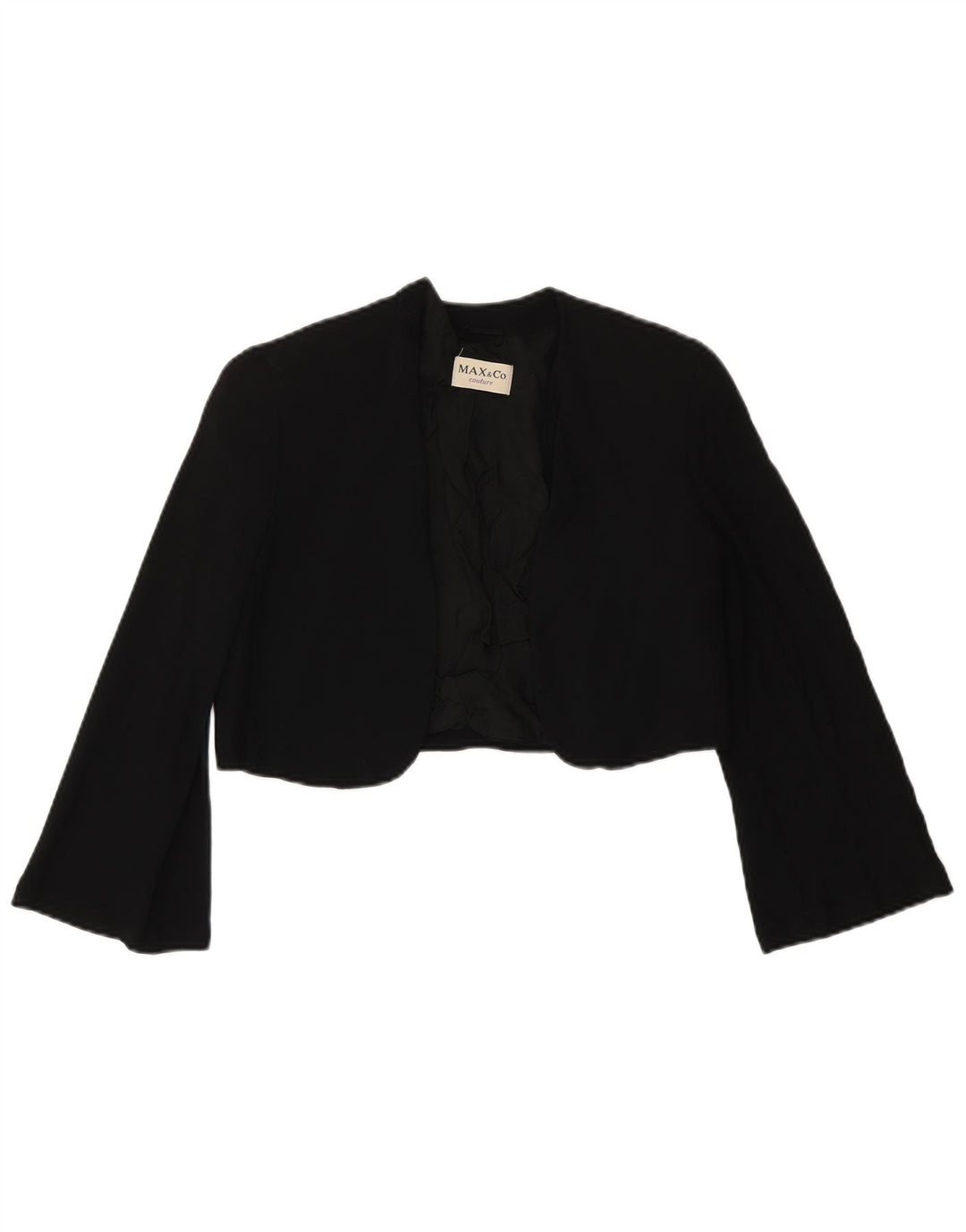 Max & Co. Womens Couture 3/4-ærmet åben Bolero-jakke UK 10 Small Black