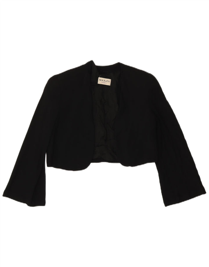 Max & Co. Womens Couture 3/4-ærmet åben Bolero-jakke UK 10 Small Black