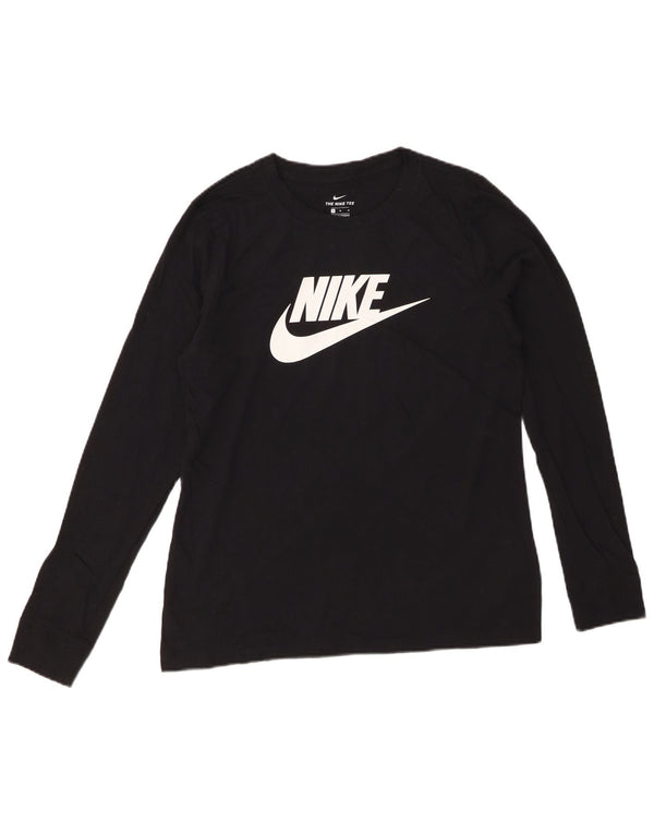 NIKE Grafisk Top Langærmet UK 14 Medium Sort Bomuld