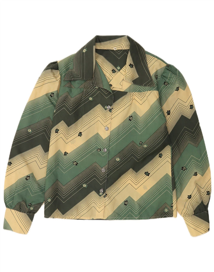Vintage Dame Skjorte Bluse IT 46 Stor Grøn Geometrisk