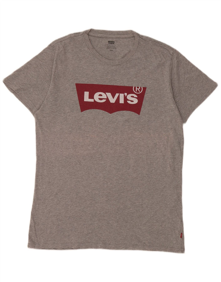 Levi's Herre grafisk T-shirt top mellemgrå bomuld