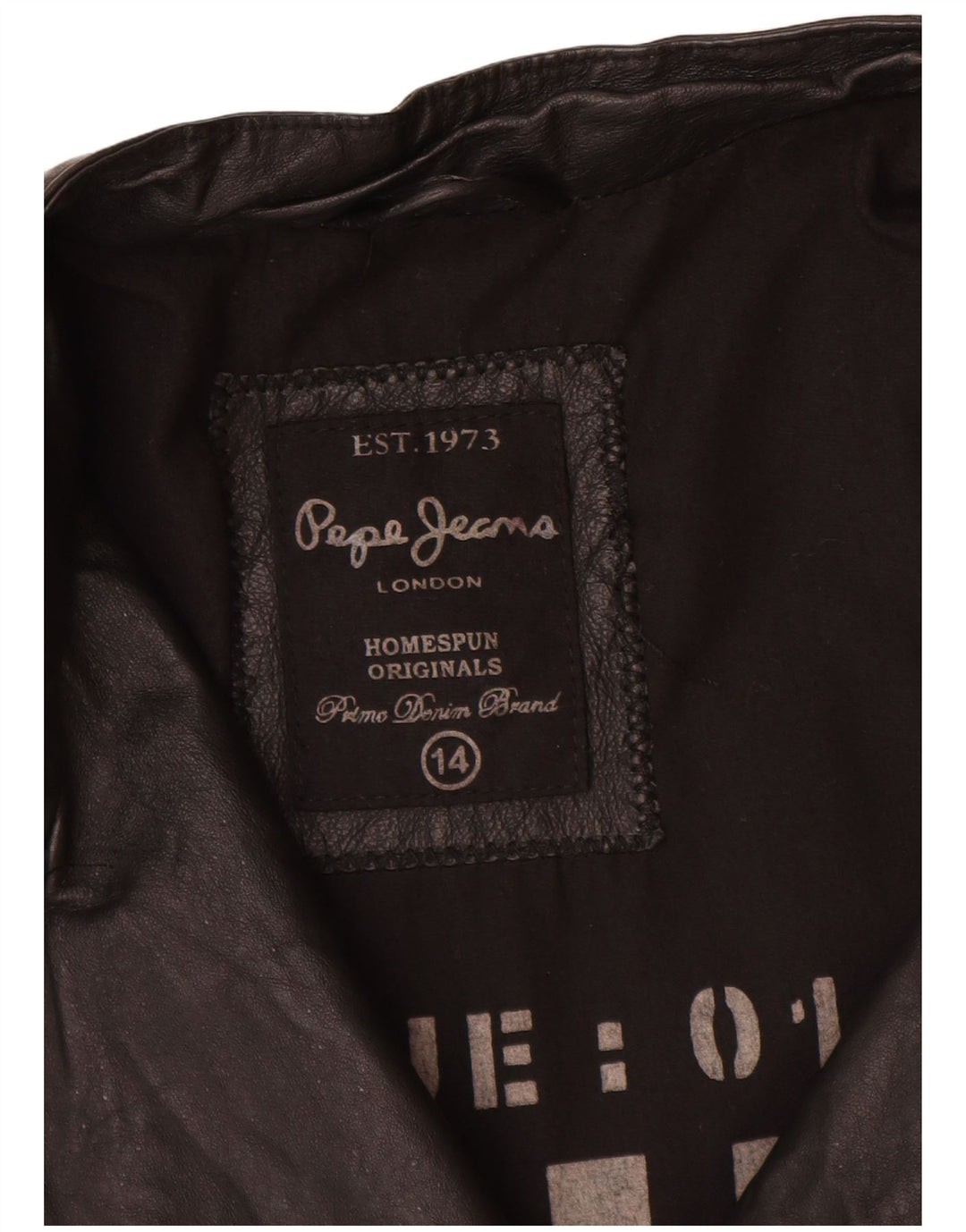 PEPE Jeans Dame Læder Biker Jacket UK 14 Medium Sort Læder