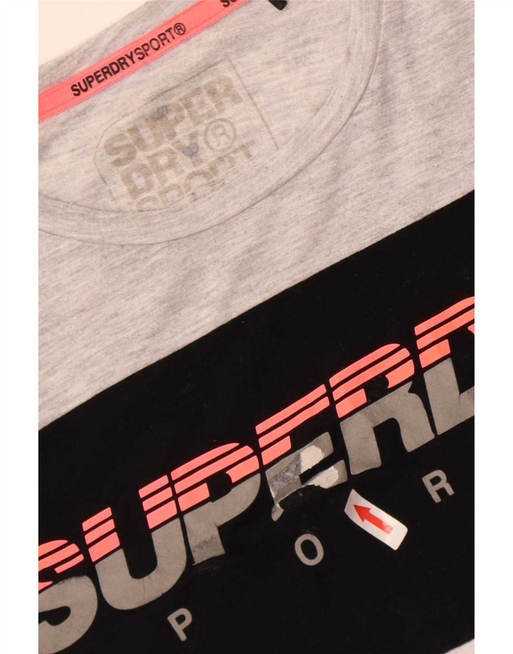 Superdry Grafisk T-shirt top til mænd, stor grå farveblok polyester