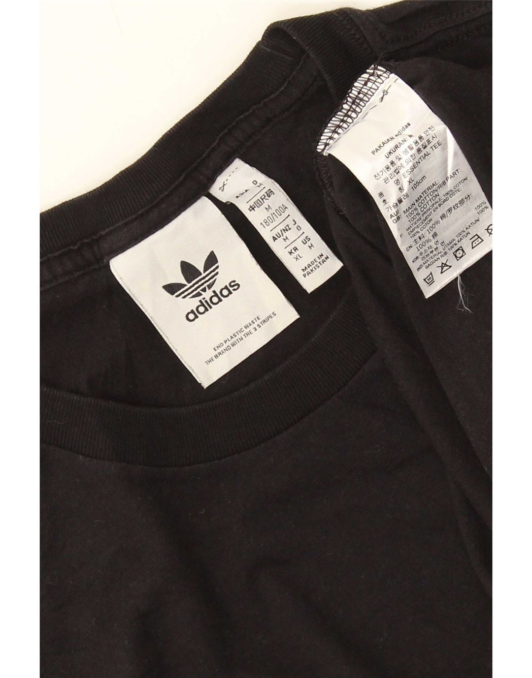 Adidas Herre T-Shirt Top Medium Sort Bomuld